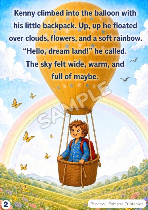 Kenny floating up in the balloon